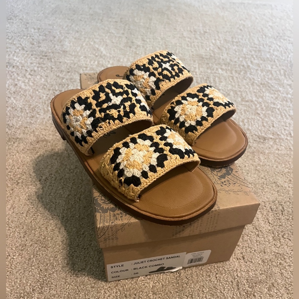 Free People Juliet Crochet Sandal in Black Combo. Brand new, never been worn.